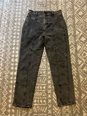 Cello High Rise Straight Leg Washed Black Seamed Paneled Geometric size 9 (Q112)